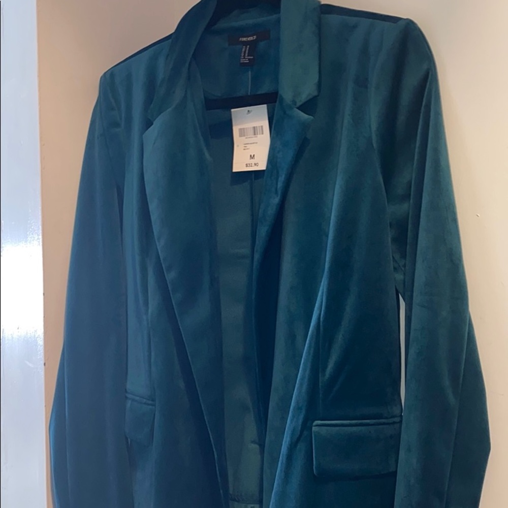 Teal velvet blazer